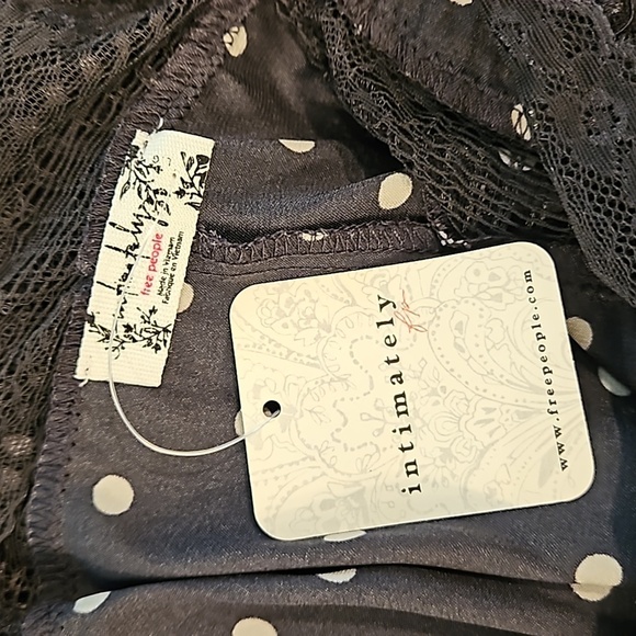 INTIMATELY FREE PEOPLE Bad For You Slip Dress ~ Black Polka Dot Print Lace L NWT - Picture 15 of 16